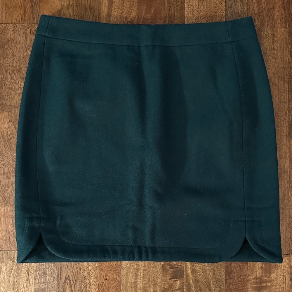 [J. Crew] Dark Green Wool Skirt